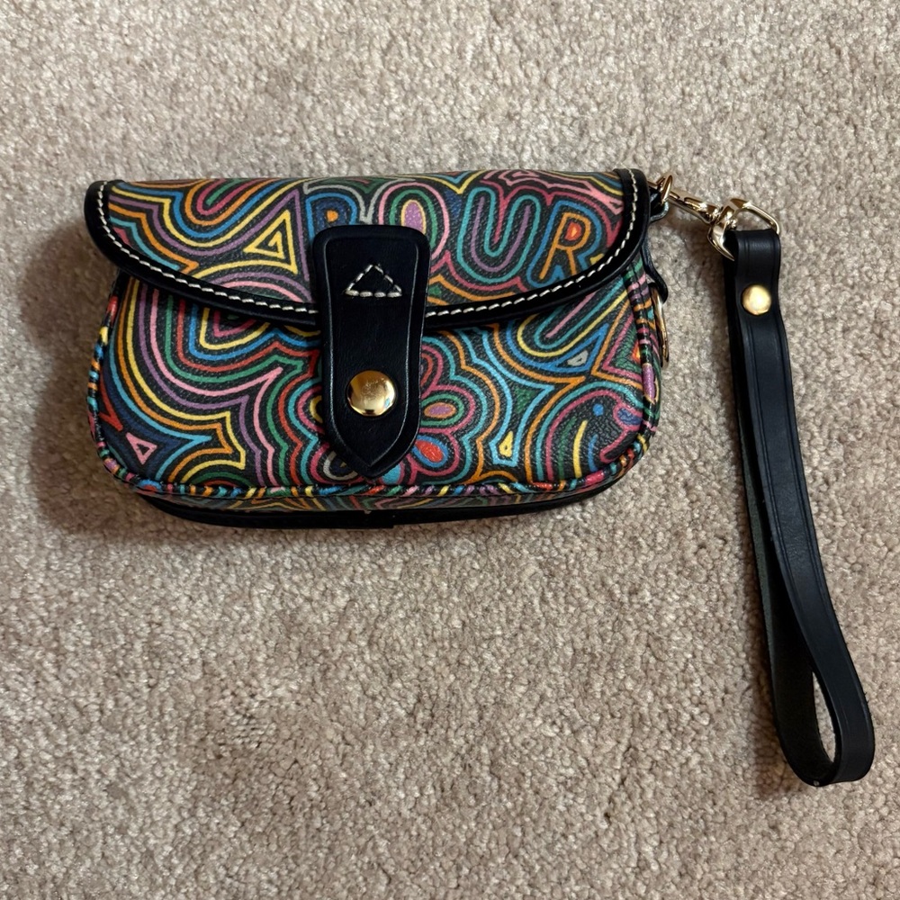 Dooney & Bourke Colorful Graffiti Flap Wristlet